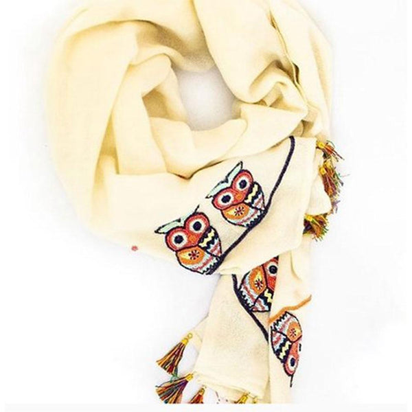 Ivory Owl Cashmere Scarf - Hemera Gifts