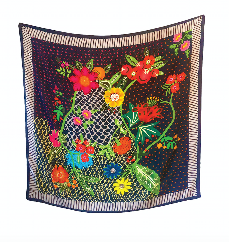 Floral Web SIlk Scarf - Hemera Gifts