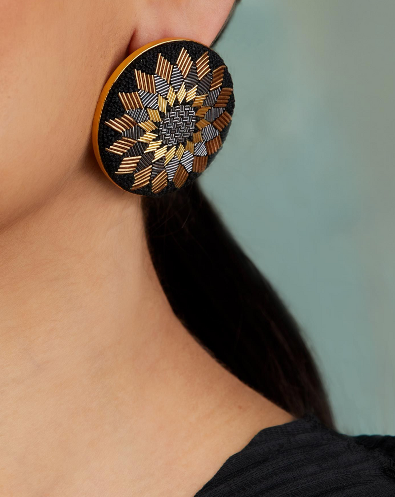 Black Lotus Mandala Earrings - Hemera Labs Pty Ltd