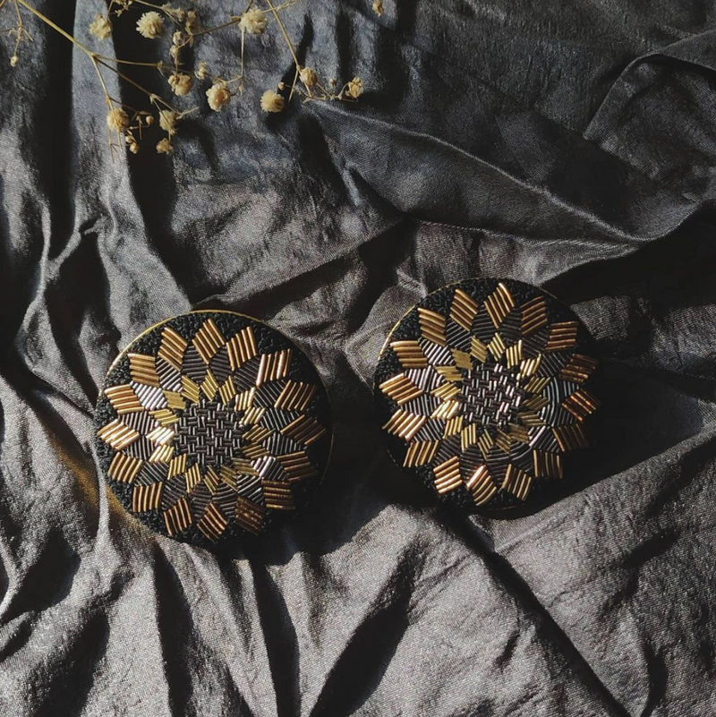 Black Lotus Mandala Earrings - Hemera Labs Pty Ltd